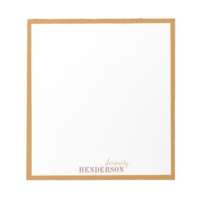 Minimalist autumn personalized stationery notepad (Front)