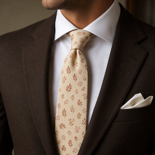 Minimalist Autumn Terracotta Botanical Sprigs Tie