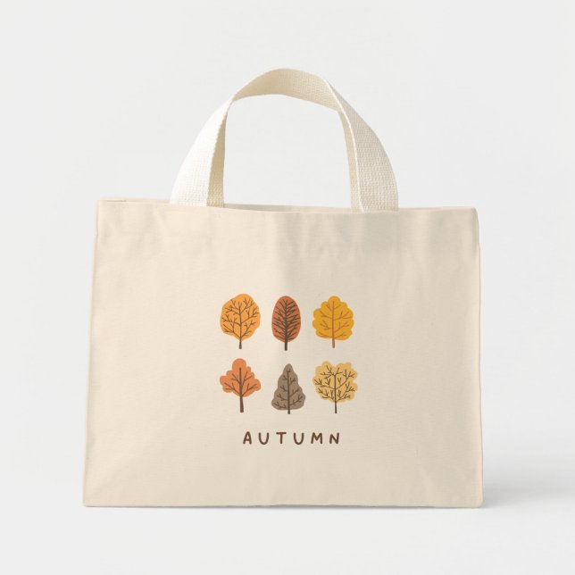Minimalist Autumn Trees Mini Tote Bag (Front)
