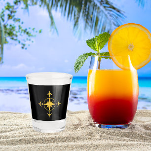 Minimalist Aviation Compass Aeroplane Travel Custo Shot Glass