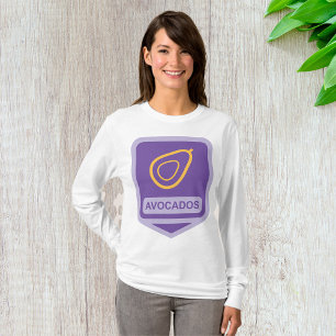 Minimalist Avocado Badge in Purple and Gold T-Shirt
