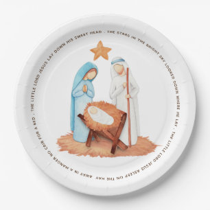 Minimalist Away In A Manger Lyrics Nativity Paper Plate