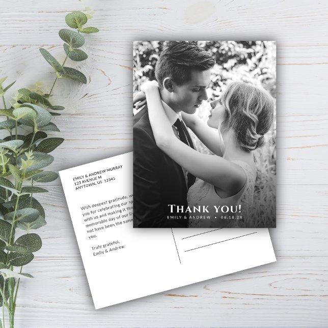 Minimalist B&W Photo Wedding Postcard (Creator Uploaded)