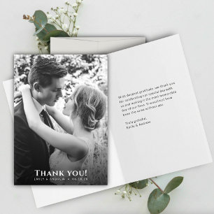 Minimalist B&W Photo Wedding Thank You Card