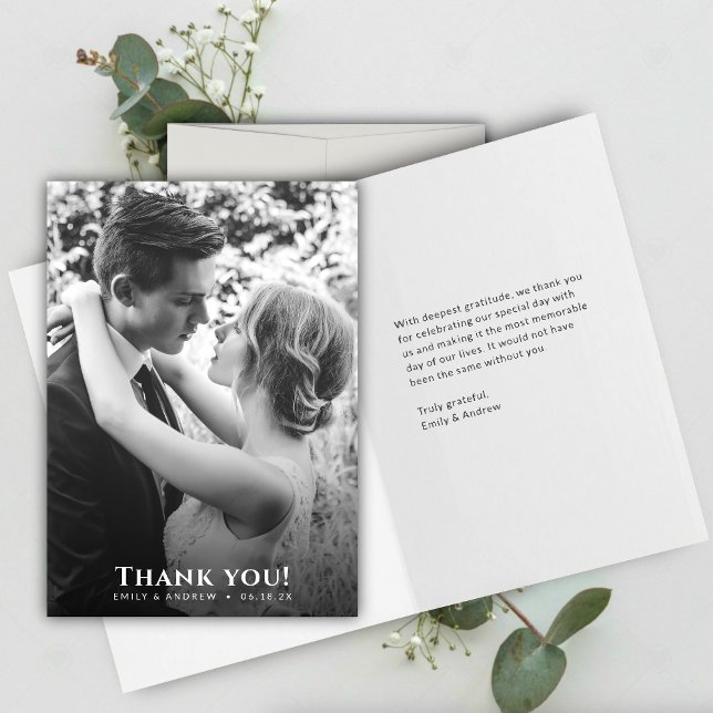 Minimalist B&W Photo Wedding Thank You Card (Creator Uploaded)