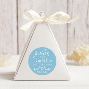 Minimalist Babies Are Sweet Baby Shower Blue  Classic Round Sticker
