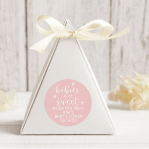 Minimalist Babies Are Sweet Baby Shower Pink  Classic Round Sticker