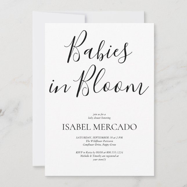 Minimalist Babies in Bloom Invitation (Front)