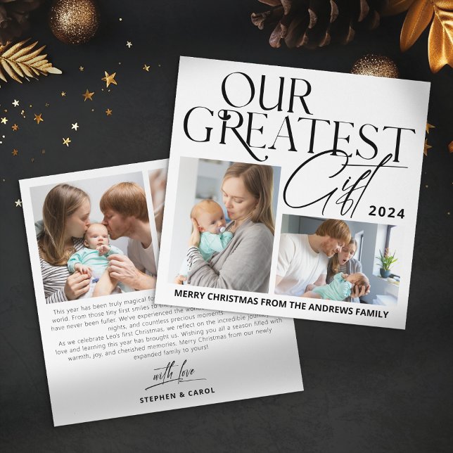 Minimalist Baby Announcement 4 Photo Christmas (Creator Uploaded)