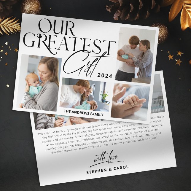 Minimalist Baby Announcement 6 Photo Christmas (Creator Uploaded)