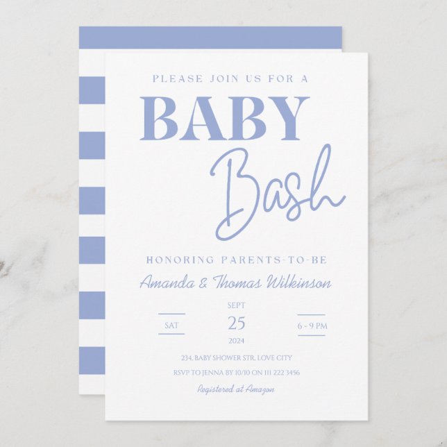 Minimalist Baby Bash Couples Baby Shower Invitation (Front/Back)