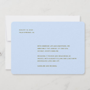 Minimalist Baby Blue Boy Birth Announcement