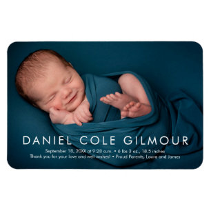 Minimalist Baby Boy Name Photo Birth Announcement Magnet