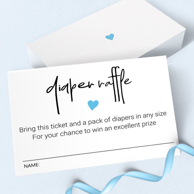 Minimalist Baby Boy shower diaper raffle Note Card (Creator Uploaded)
