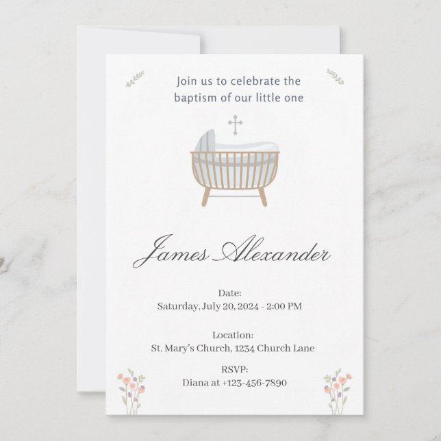 Minimalist Baby Christening Baptism Template (Front)