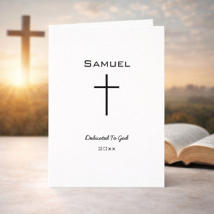 Minimalist Baby Dedication Black Cross Card