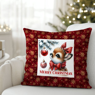Minimalist Baby Deer Cozy Winter Kids Room Decor   Cushion