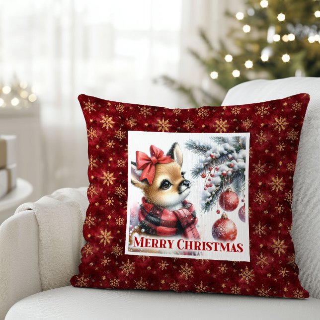 Minimalist Baby Deer Snowy Forest Kids Gift Xmas Cushion (Minimalist Baby Deer Snowy Forest Kids Gift Christmas Pillow

)