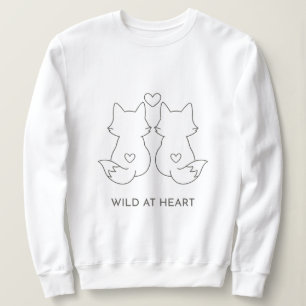 Minimalist Baby Fox Couple Line Art–Valentine Gift Sweatshirt