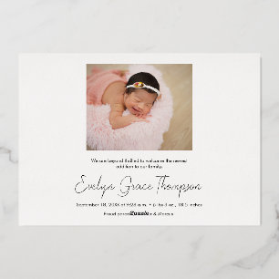 Minimalist Baby Girl Name Script Photo Birth gold