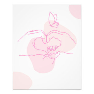 Minimalist Baby Hands Line Art with Butterfly    Photo Print