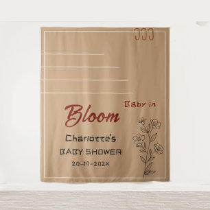 Minimalist Baby In Bloom Wildflower Baby Shower Tapestry
