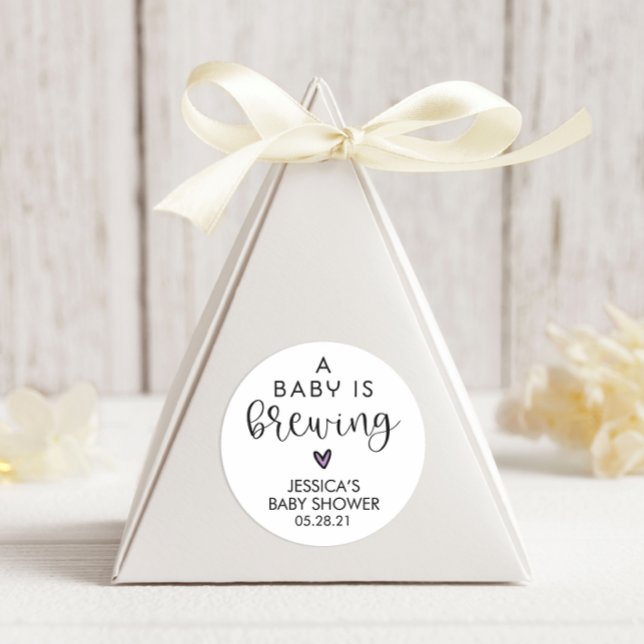 Minimalist Baby Shower A Baby is Brewing   Classic Round Sticker (Creator Uploaded)