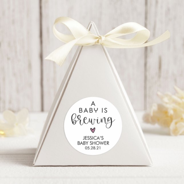 Minimalist Baby Shower A Baby is Brewing   Classic Round Sticker (Creator Uploaded)