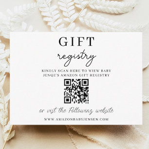 Minimalist Baby Shower Baby Gift Registry QR Code Card
