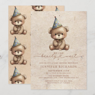 Minimalist Baby Shower Bearly Wait Invitation