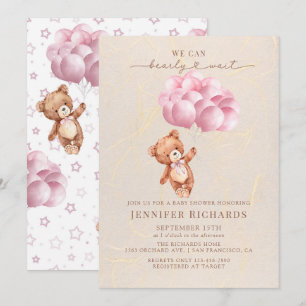 Minimalist Baby Shower   Bearly Wait Invitation