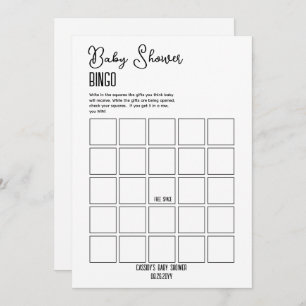 Minimalist Baby Shower Bingo Invitation
