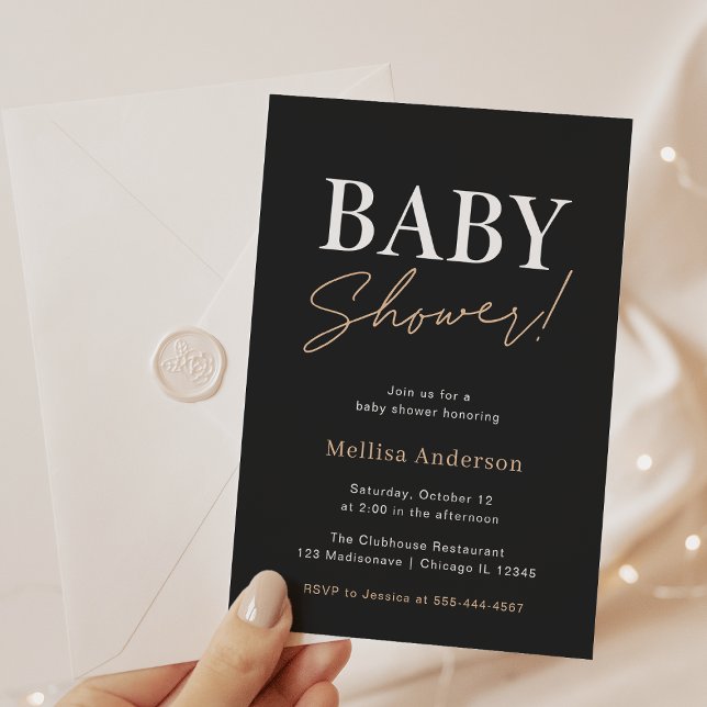 Minimalist Baby Shower Black Invitation  (Creator Uploaded)