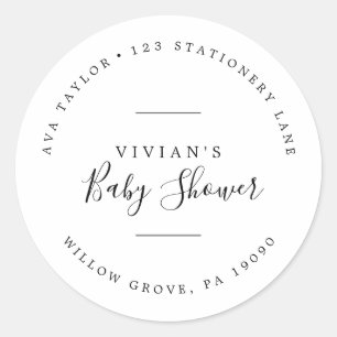 Minimalist Baby Shower Circular Return Address Classic Round Sticker