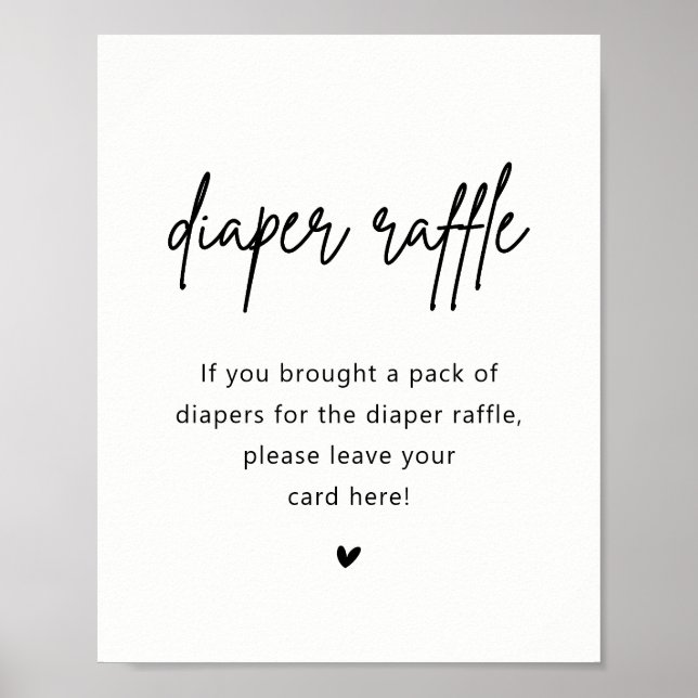 Minimalist Baby Shower Diaper Raffle Sign (Front)