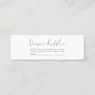 Minimalist baby shower diaper raffle ticket