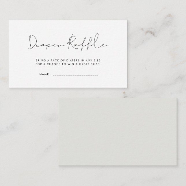 Minimalist baby shower diaper raffle ticket enclosure card (Front/Back)