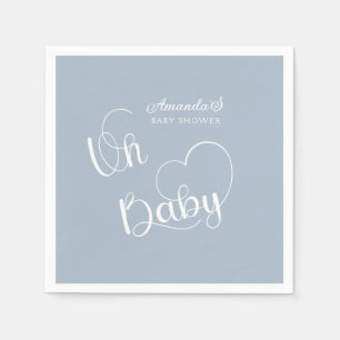 Minimalist baby shower  Dusty Blue Napkin