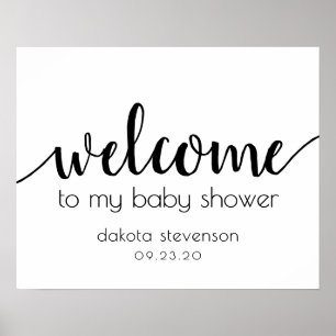 Minimalist Baby Shower Flourish Welcome Sign