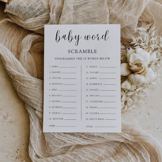Minimalist Baby shower game – Word scramble Invitation (Minimalist Baby shower game – Word scramble Invitation)