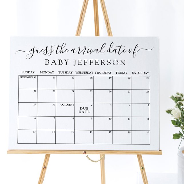 Minimalist Baby Shower Guess Due Date Calendar Poster (Creator Uploaded)