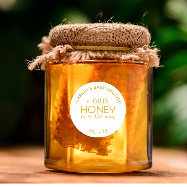 Minimalist Baby Shower Honey Classic Round Sticker (Creator Uploaded)
