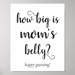 Minimalist Baby Shower   How Big is Mom Belly Game Poster