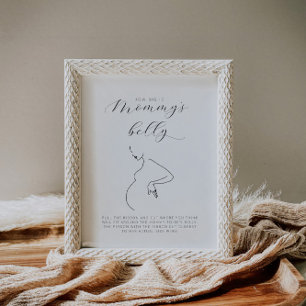 Minimalist Baby Shower How Big Is Mummy’s Belly Poster