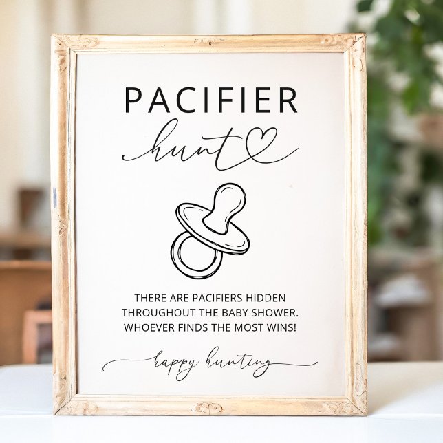 Minimalist Baby Shower Pacifier Hunt Game Sign (Creator Uploaded)