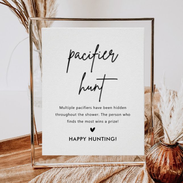 Minimalist Baby Shower Pacifier Hunt Game Sign (Creator Uploaded)