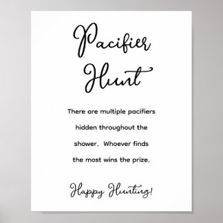 Minimalist Baby Shower Pacifier Hunt Poster