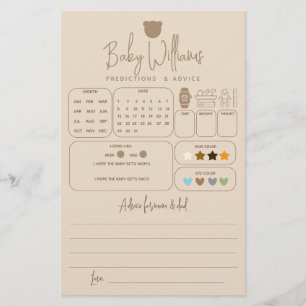 Minimalist Baby Shower Predictions & Advice Game