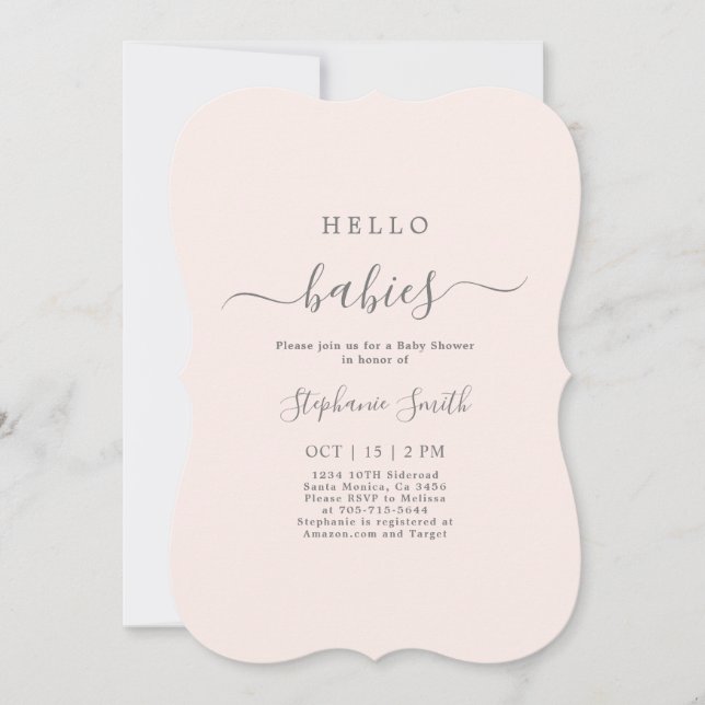 Minimalist Baby Shower Twin Girls invitation (Front)