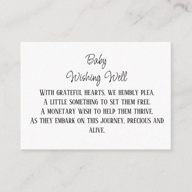 Minimalist Baby Wishing Well Monetary Contribution Enclosure Card (Front)